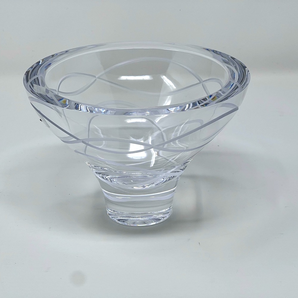 Nambe Crystal Morph Gray Cut Swirl Ribbon Bowl